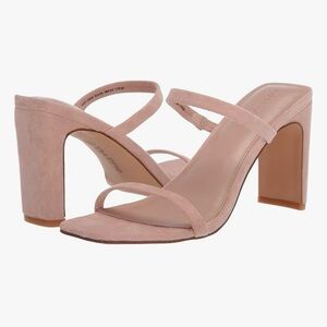 NWT Microsuade Pink Square Toe Open Back Heels from the Drop | Size 7